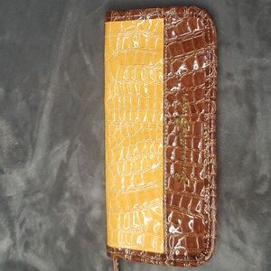Samantha Brown Yellow Passport Travel Wallet Faux Crocodile Embossed Organizer